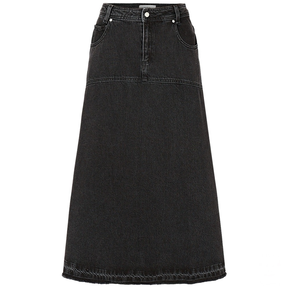 💕 BA&SH volentia denim skirt NEW size 38 black midi, medium wash, dark grey